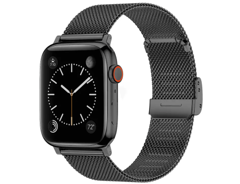 Pasek Opaska Bransoleta Mesh Metalowa z klamrą Czarny do Apple Watch 3 4 5 6 7 8 9 SE 38/40/41mm