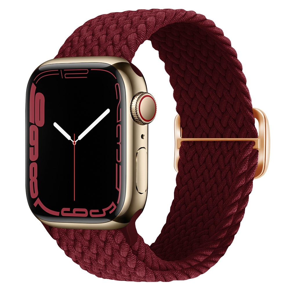 Pasek Opaska Bransoleta Plecionka Bordowy do Apple Watch 3 4 5 6 7 8 9 SE 38/40/41mm - zdjęcie 1