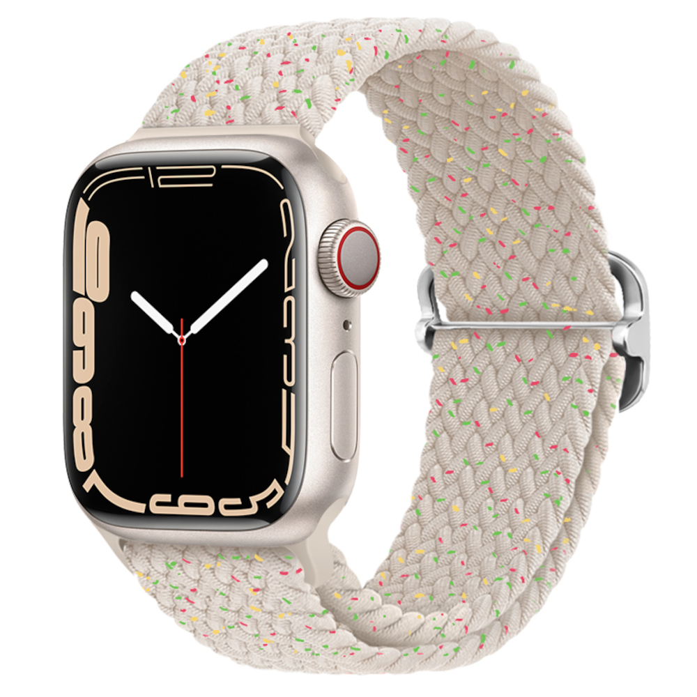 Pasek Opaska Bransoleta Plecionka Kolorowy Beż do Apple Watch 3 4 5 6 7 8 9 SE 38/40/41mm - zdjęcie 1