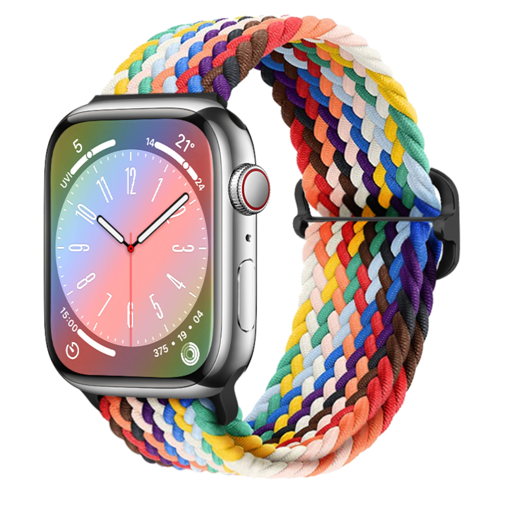 Pasek Opaska Bransoleta Plecionka Tęczowy do Apple Watch 3 4 5 6 7 8 9 SE 38/40/41mm - zdjęcie 1