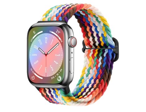 Pasek Opaska Bransoleta Plecionka Tęczowy do Apple Watch 3 4 5 6 7 8 9 SE 38/40/41mm