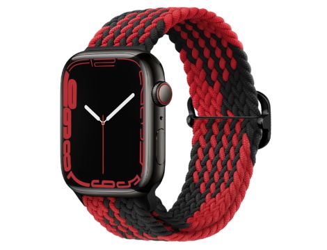 Pasek Opaska Bransoleta Plecionka Czerwono-czarny do Apple Watch 3 4 5 6 7 8 SE 42/44/45mm