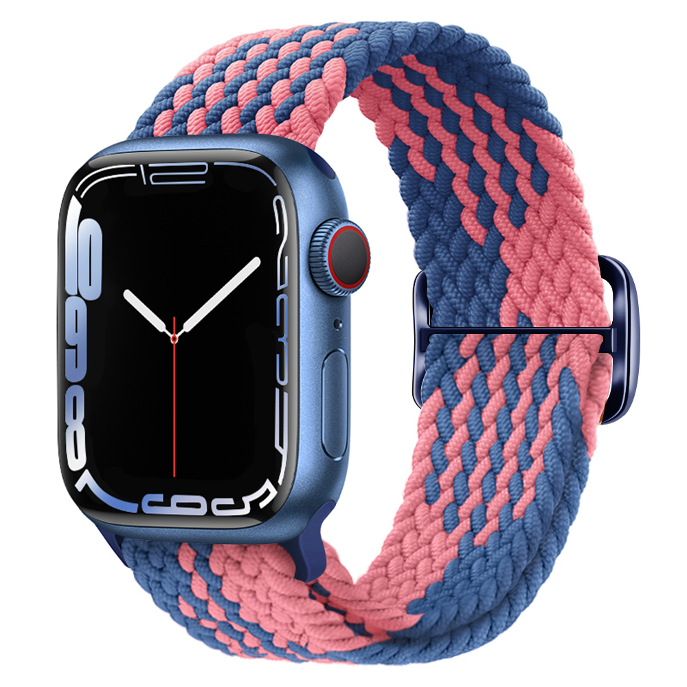 Pasek Opaska Bransoleta Plecionka Niebiesko-różowy do Apple Watch 3 4 5 6 7 8 9 SE 38/40/41mm - zdjęcie 1