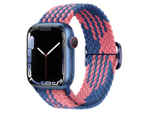 Pasek Opaska Bransoleta Plecionka Niebiesko-różowy do Apple Watch 3 4 5 6 7 8 9 SE 38/40/41mm