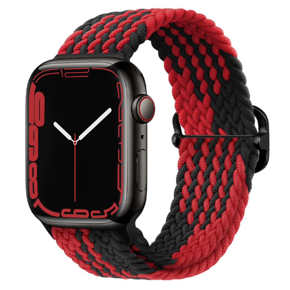 Pasek Opaska Bransoleta Plecionka Czerwono-czarny do Apple Watch 3 4 5 6 7 8 9 SE 38/40/41mm - zdjęcie 1