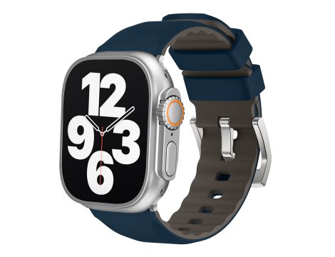 Pasek Opaska Bransoleta Silikon Niebiesko-szary Klamra do Apple Watch 3 4 5 6 7 8 9 SE 42/44/45mm - 2